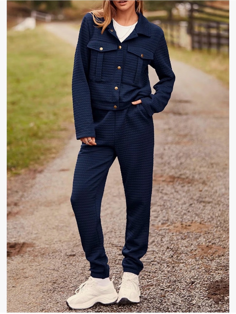 Quilted Navy Matching Lounge Set